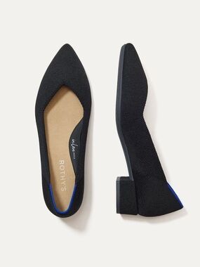 Rothy’s The High Point Block Heel Knit Pumps Black like new In Love Insole